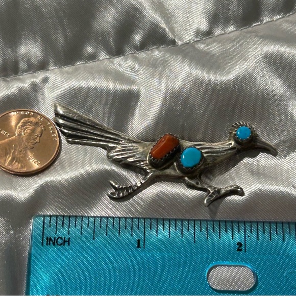Navajo jewelry vintage Roadrunner brooch - Picture 6 of 12